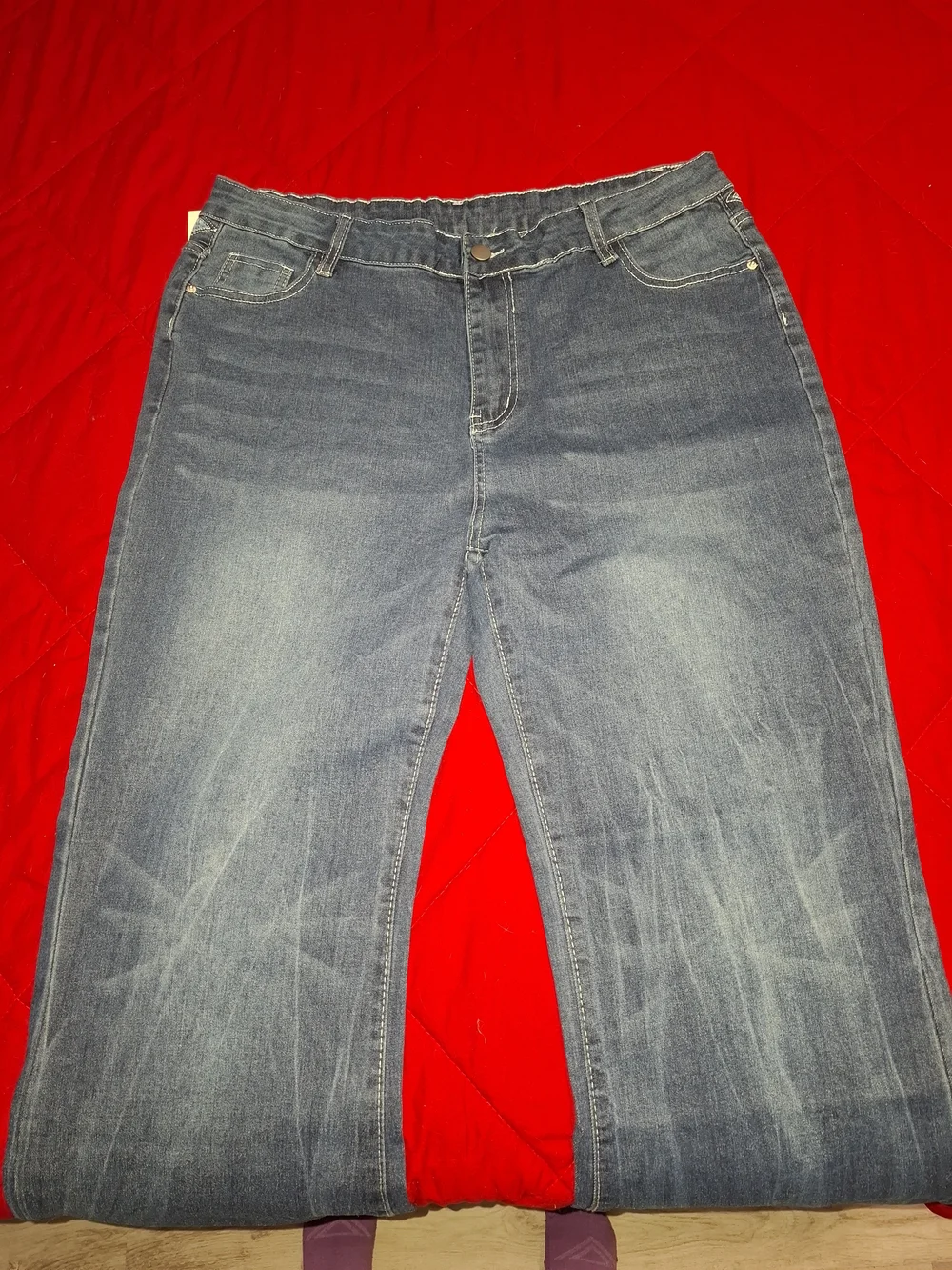 ROMWE Dark Blue Boot Cut Jeans with Embroidered Pockets